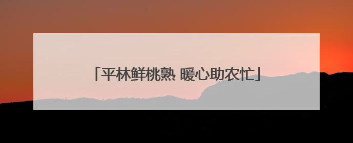 平林鲜桃熟 暖心助农忙